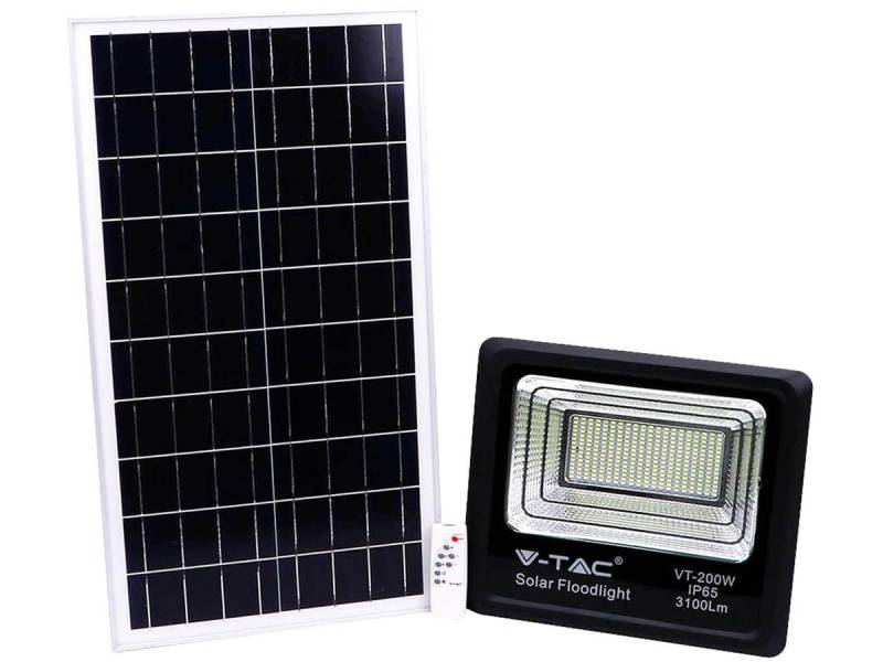 V-TAC Solar LED-Fluter VT-200W, 40 W, 6000 K, mit Panel + Fernbedienung von V-TAC