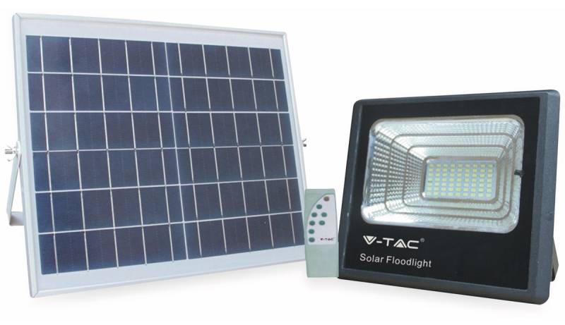V-TAC Solar LED-Fluter VT-40 mit Fernbedienung, 16 W, 1050 lm, 4000 K, schwarz von V-TAC
