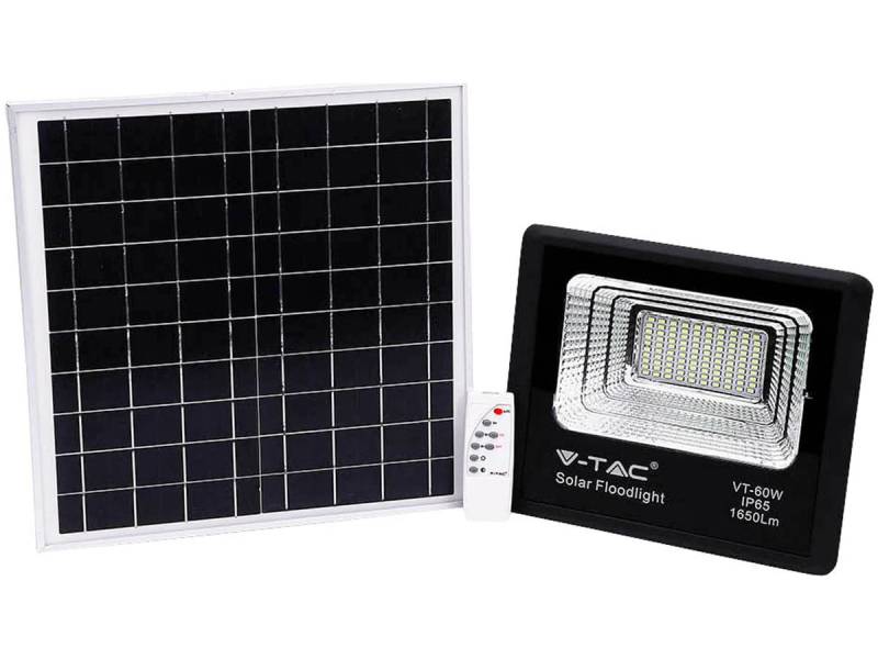 V-TAC Solar LED-Fluter VT-60W, 20 W, 4000 K, mit Panel + Fernbedienung von V-TAC