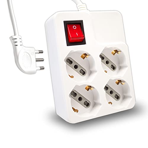 V-TAC Steckdosenleiste 4 Steckdosen mit Schalter und Kabel 1,5 m – 4 Frontsteckdosen 10/16 A Schuko – Steckdose für Haus, Büro, Geschäft – Stecker 16 A, Weiß V-TAC Steckdosenleiste 4 Steckdosen mit Schalter und Kabel 1,5 m – 4 Frontsteckdosen 10/16 A Schuko – Steckdose für Haus, Büro, Geschäft – Stecker 16 A, Weiß von V-TAC