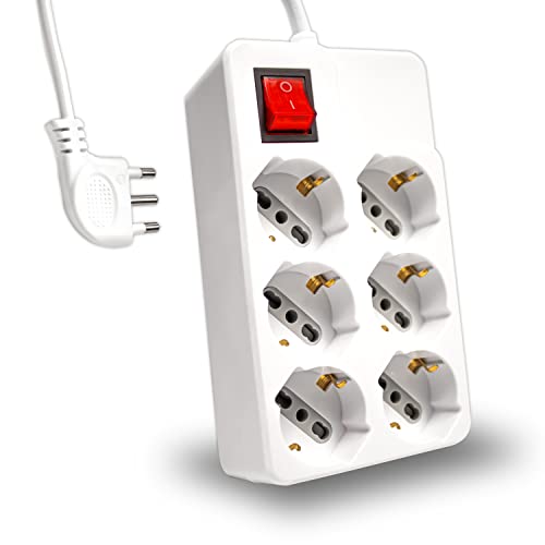 V-TAC Steckdosenleiste für 6 Sitzer mit Schalter und Kabel 1,5 m – 6 Steckdosen vorne 10/16 A Zipasso Shuko – Steckdose für Zuhause, Büro, Geschäft – Stecker 16 A, Weiß V-TAC Steckdosenleiste für 6 Sitzer mit Schalter und Kabel 1,5 m – 6 Steckdosen vorne 10/16 A Zipasso Shuko – Steckdose für Zuhause, Büro, Geschäft – Stecker 16 A, Weiß von V-TAC