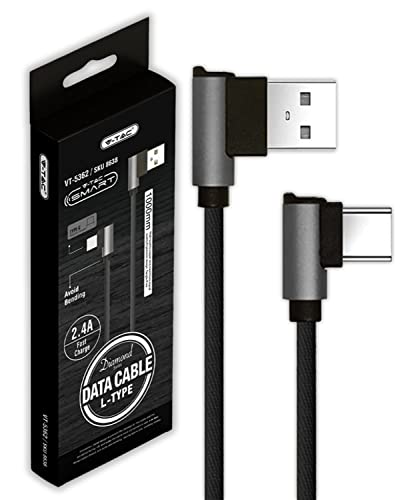 V-TAC USB-C auf USB A Kabel 90 Grad Winkel - 1 Meter - Typ-C Kabel für Smartphone, Computer, Tablet - Schnellladung 2.A und Datenübertragung - Kompatibel mit Apple Huawei Samsung von V-TAC
