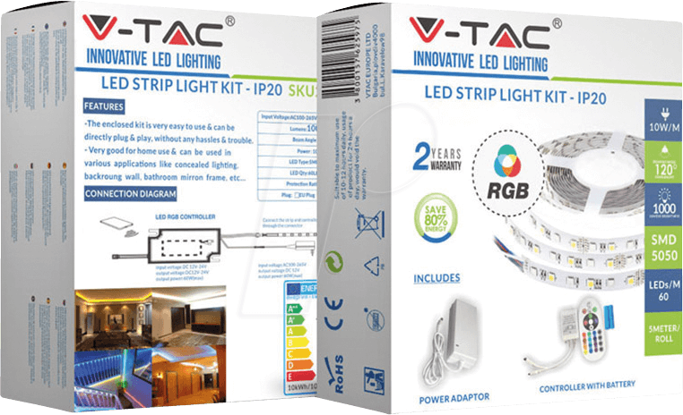 VT-2558 - LED Streifen, RGB+neutralweiß, IP20, 5000 mm von V-TAC