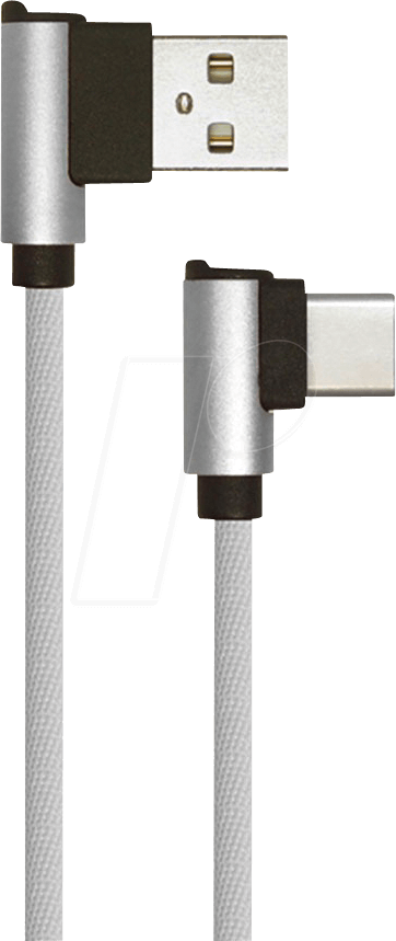 VT-5362 GR - Sync- & Ladekabel, USB A -> USB C, 1,0m, gew., Stoff, grau von V-TAC