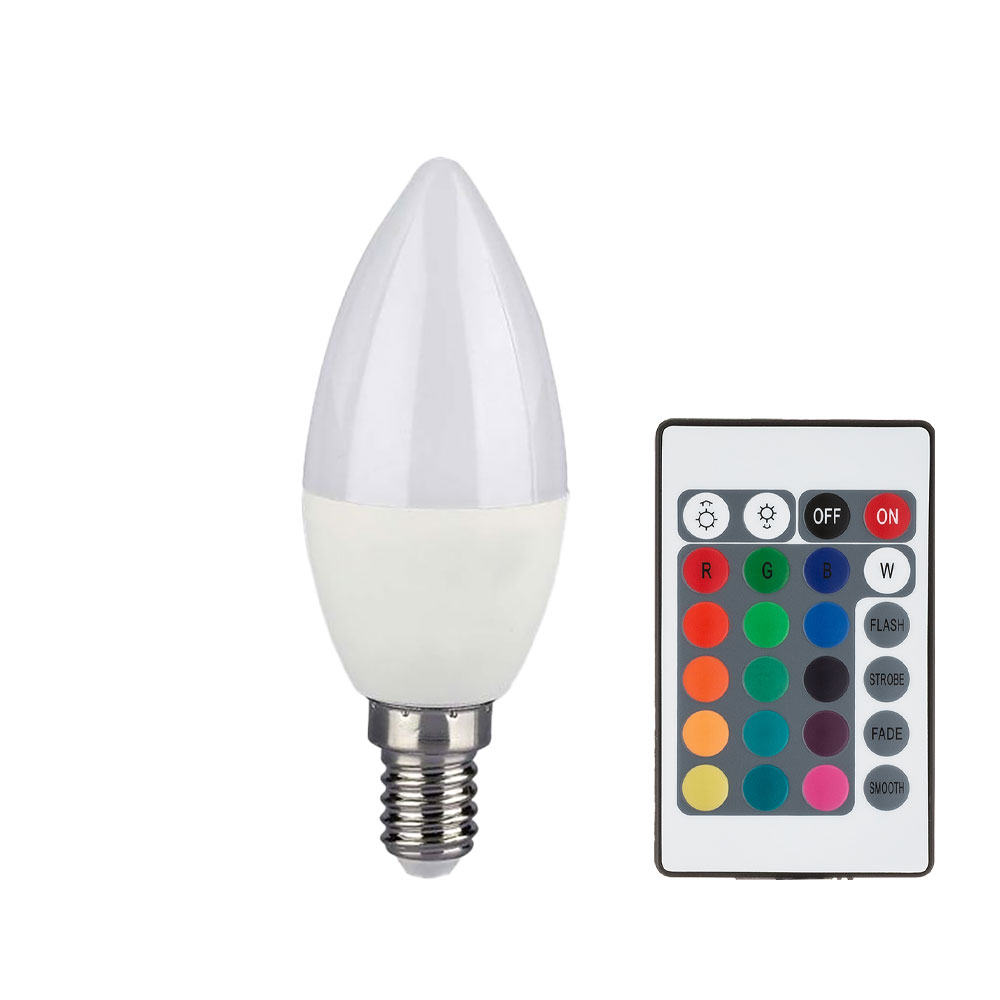 RGB LED 4,8 Watt Leuchtmittel E14, Fernbedienung, 470 Lumen, DxH 3,6x11cm von V-Tac