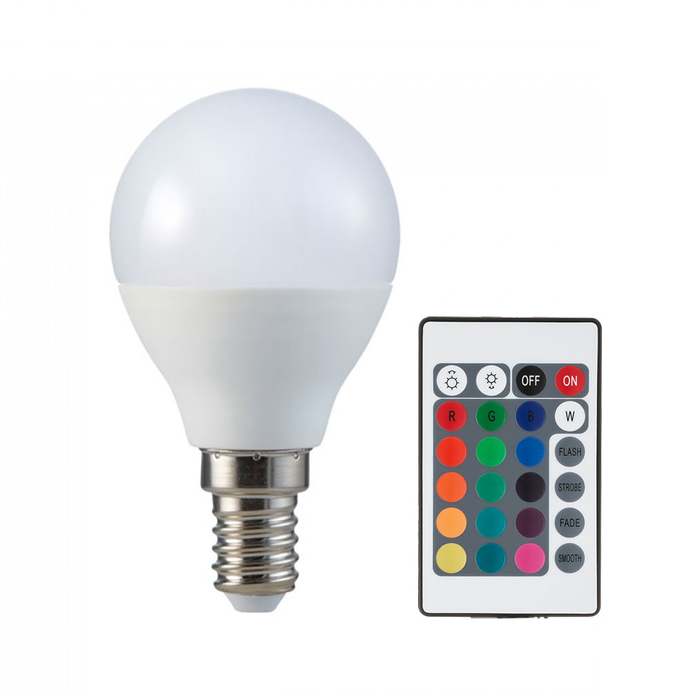 RGB LED 4,8 Watt Leuchtmittel E14, Fernbedienung, 470 Lumen, DxH 4,75x8,8 cm von V-Tac