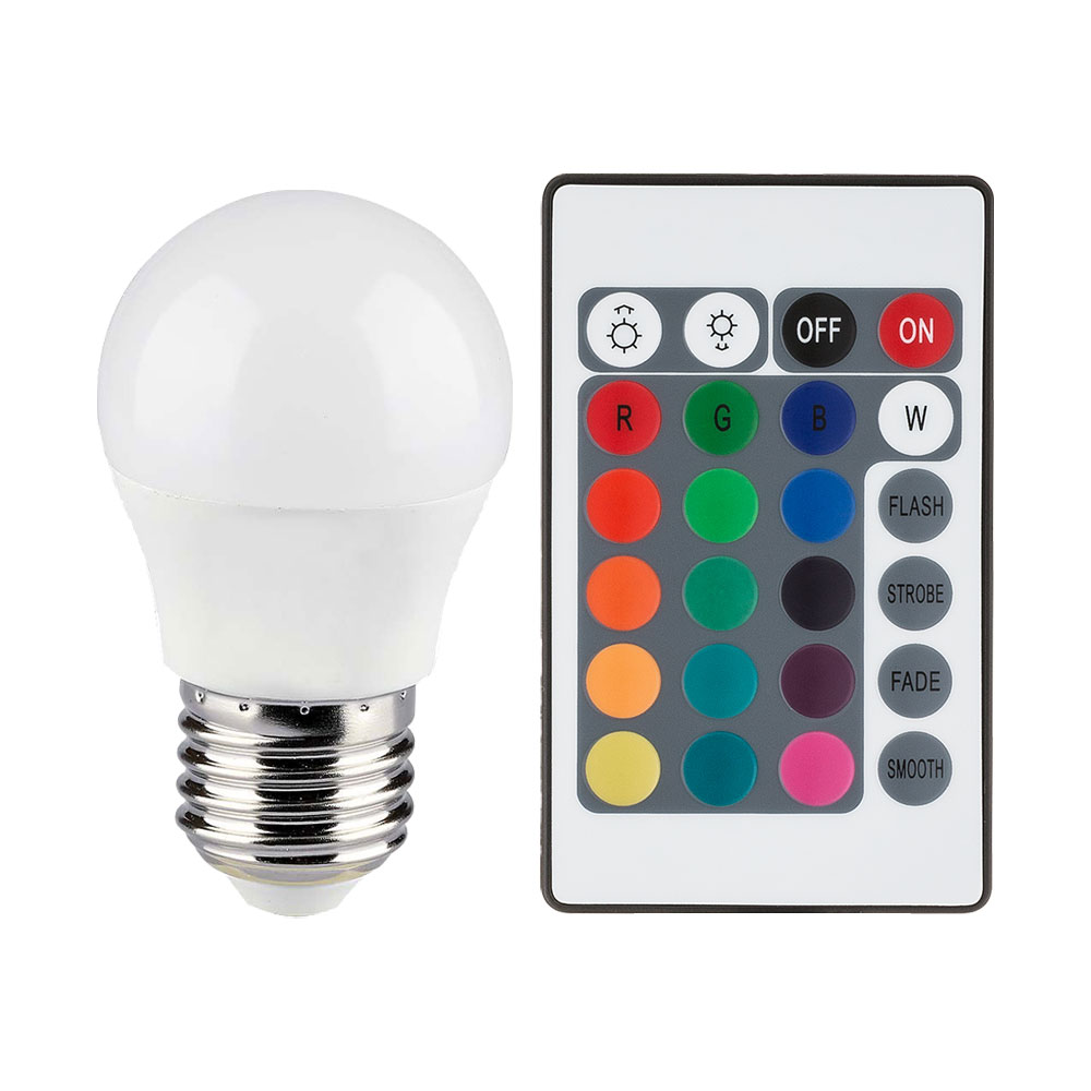 RGB LED 4,8 Watt Leuchtmittel E27, Fernbedienung, 470Lumen VT-2224 von V-Tac