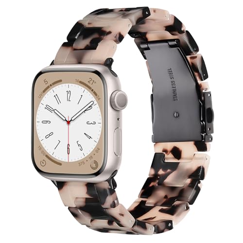 V.R.HOPE Moderes leichtes Harz Ersatzarmband kompatibel mit Apple Watch Armband Series 8/7/9/10 46mm 45mm 44mm 42mm Damen Herren, für Apple watch Ultra 49mm Series 6/5/4/3/2/1/SE - schwarze Blumen V.R.HOPE Moderes leichtes Harz Ersatzarmband kompatibel mit Apple Watch Armband Series 8/7/9/10 46mm 45mm 44mm 42mm Damen Herren, für Apple watch Ultra 49mm Series 6/5/4/3/2/1/SE - schwarze Blumen von V.R.HOPE