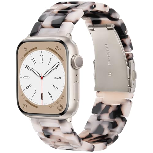 V.R.HOPE Moderes leichtes Harz Ersatzarmband kompatibel mit Apple Watch armband Series 7/8/9/SE/10/ 41mm 40mm 38mm 42mm Damen Herren, Schildpattfarbe Ersatzarmband für Apple Watch Series 6/5/4/3/2/1 V.R.HOPE Moderes leichtes Harz Ersatzarmband kompatibel mit Apple Watch armband Series 7/8/9/SE/10/ 41mm 40mm 38mm 42mm Damen Herren, Schildpattfarbe Ersatzarmband für Apple Watch Series 6/5/4/3/2/1 von V.R.HOPE