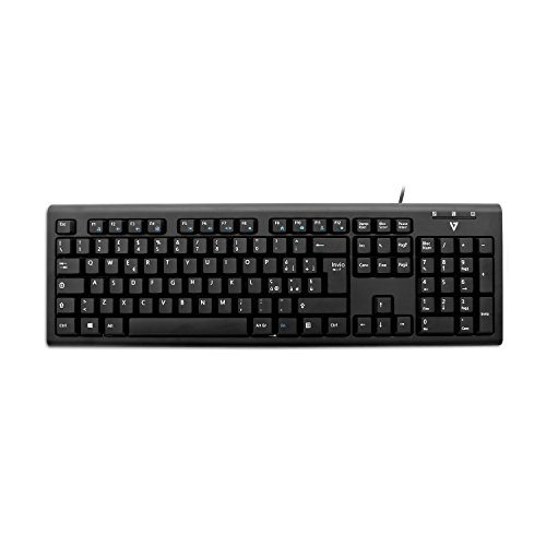 V7 Kabelgebundene USB-Tastatur mit PS2-Adapter – IT - Tastaturen (Standard, Verkabelt, USB, Mechanischer Switch, QWERTY, Schwarz), Einfarbig von V7 - INPUT DEVICES