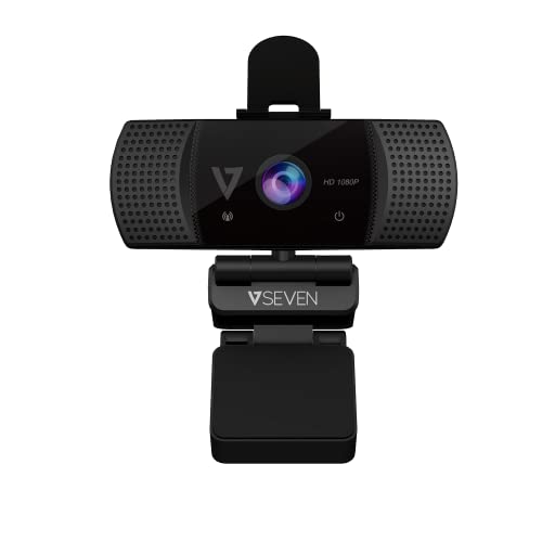 V7 1080P Webkamera, HD Webcam mit Mikrofon, & Sichtschutzabdeckung, 110-Grad-FOV, Plug and Play, für Zoom/Skype/Teams, Konferenzen und Videoanrufe von V7