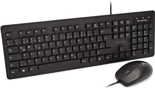 V7 CKU700DE - Tastatur-und-Maus-Set - waschbar - USB - QWERTZ - Deutsch - Schwarz (CKU700DE) von V7