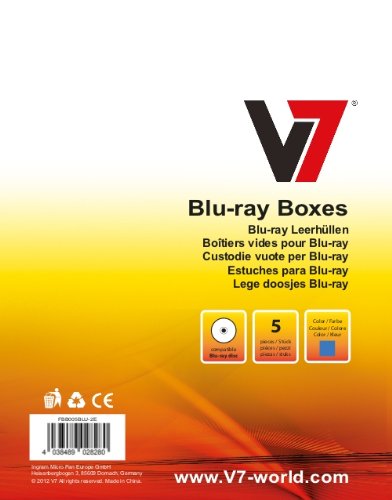V7 Blu-ray Leerhülle (5-er Pack Hülle) bruchsicher blau von V7