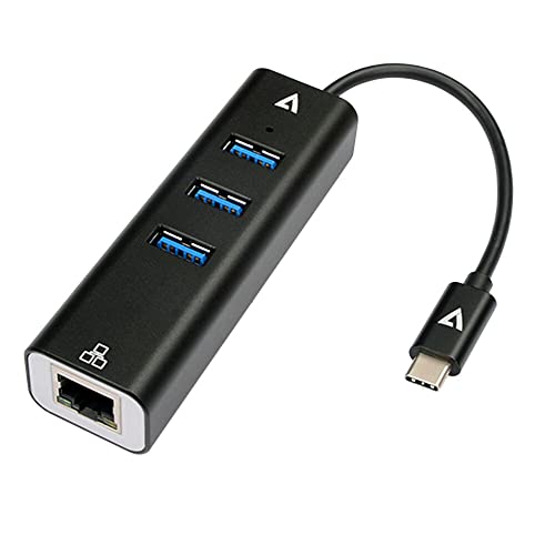 V7 - CABLES USB-C auf RJ45 Plus, 3 x USB-Port, Schwarz von V7 - CABLES