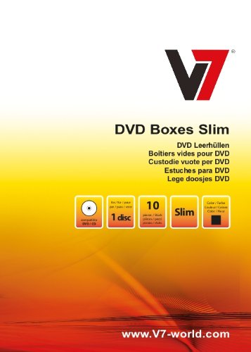 V7 DVD Slim Leerhülle CD Leerhülle Slim Jewel Case für CD und DVD mit Booklet (10-er Pack) bruchsicher, schwarz von V7