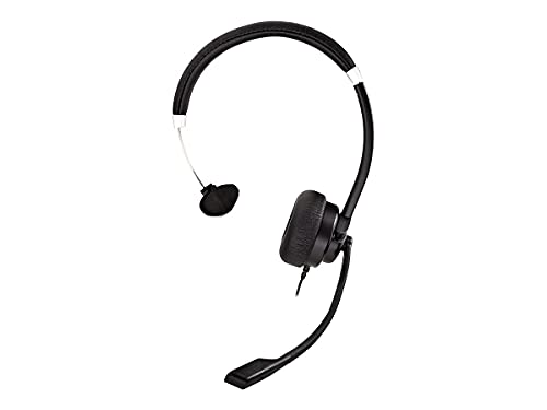 V7 HU411 Deluxe Mono-Headset, USB, Boom-Mikrofon, verstellbares Kopfband für PC, Mac, Laptop, Chromebook, Schwarz von V7