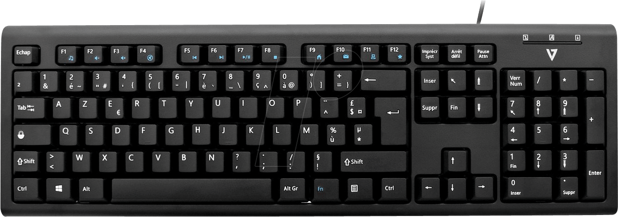 V7 KU200FR - Tastatur, USB, schwarz, FR von V7