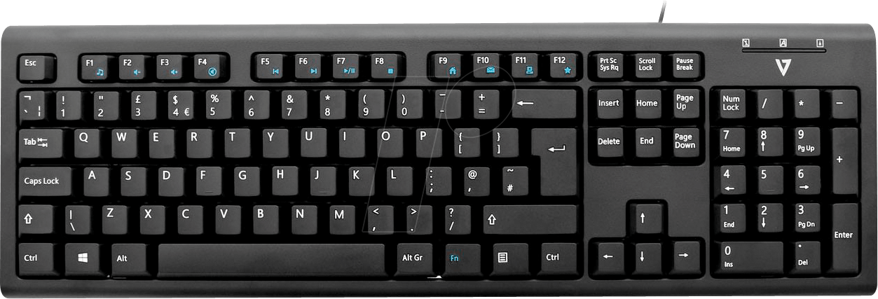 V7 KU200UK - Tastatur, USB, schwarz, UK von V7