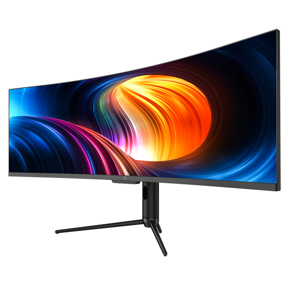 V7 L490DQ-HAS 49? (65 W PD) Curved Monitor mit USB-C-Anschluss  DQHD  5120 × 1440  Höhenverstellbar [Energieklasse F] (L490DQ-HAS-E) von V7