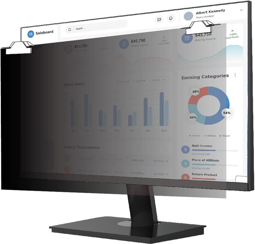 V7 SECUREVUE 21.5 IN PRIVACY FLTR 16:9 MAGNETIC ATTACH FOR MONITORS (PS215W9AM) von V7