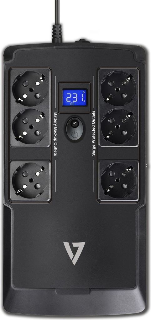 V7 UPS1DT750-1E - USV - 450 Watt - 750 VA - Bleisäure - USB - Ausgangsanschlüsse: 6 - Europa von V7