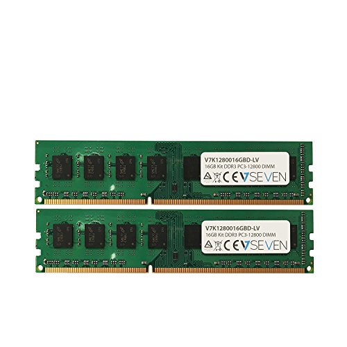 V7 V7K1280016GBD-LV Desktop DDR3 DIMM Arbeitsspeicher 16GB (2X8GB KIT, 1600MHZ, CL11, PC3L-12800, 240pin, 1.35V, Low Voltage) von V7