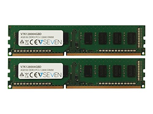 V7 V7K128004GBD Desktop DDR3 DIMM Arbeitsspeicher 4GB (2X2GB KIT, 1600MHZ, CL11, PC3-12800, 240pin, 1.5V) von V7