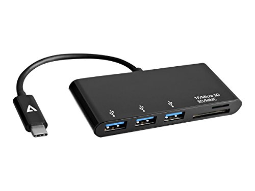 V7 V7UC3U-HUB-BLK-1E USB-C-Stecker auf 5-in-1 weiblich Hub Schwarz von V7