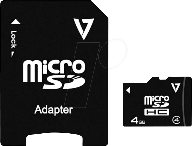 V7 VAMSDH4GCL4 - MicroSDHC-Speicherkarte, 4 GB, V7 Class 4, U3 von V7