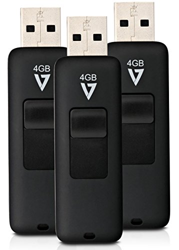 V7 VF24GAR-3PK-3E Slider USB 2.0 Speicherstick 4 GB schwarz (3er Pack) von V7