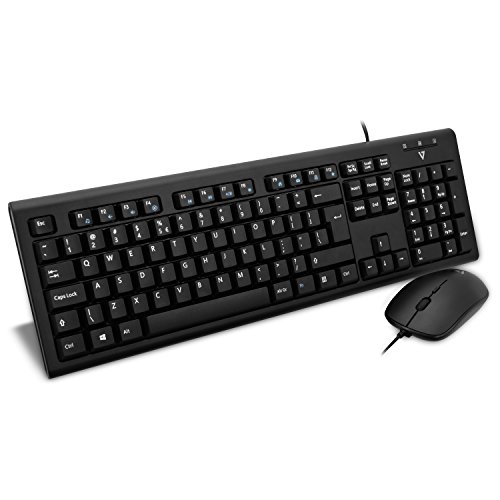 V7 Videoseven CKU200UK USB Tastatur, Maus-Set Spritzwassergeschuetzt Englisch, QWERTY Schwarz, Wired Combo von V7