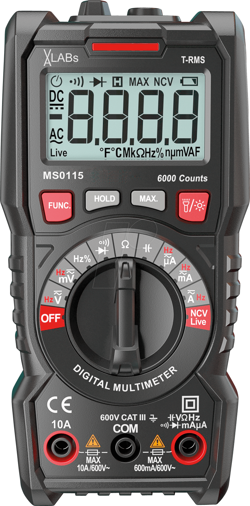 VAL MS0115 - TrueRMS Digital-Multimeter, 6.000 Counts, 600 V, 10 A, NCV von VA-LABS