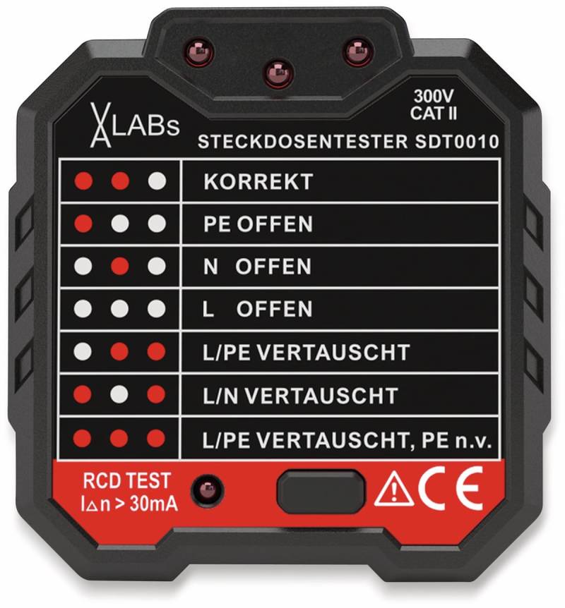 VA LABS SDT0010: Steckdosentester mit RCD-Prüfung von VA LABs