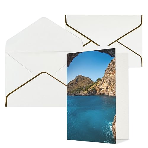 Bogen in Mallorca Spanien Druck Grußkarten mit Umschlägen Blanko Notizkarten Dankeskarten Geschenkkarte Perlglanz Papier Urlaubskarten Lustige Geburtstagskarten von VACSAX