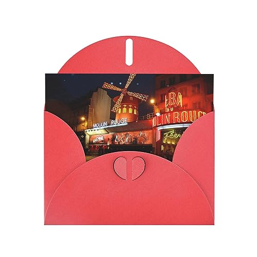 Grußkarten mit Umschlägen Moulin Rouge Druck Perlglanzpapier Urlaubskarten Lustige Geburtstagskarte 10,2 x 15,2 cm Party Einladungskarte Blanko-Karten von VACSAX