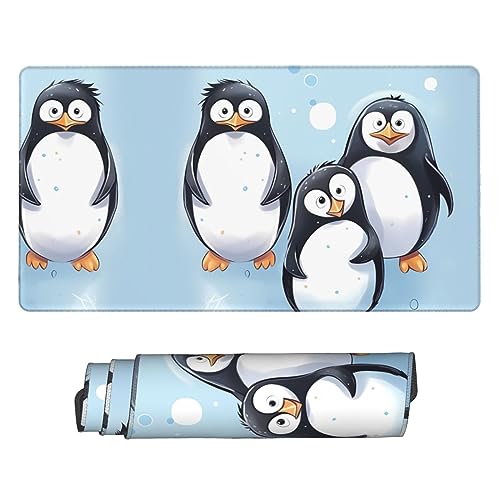 VACSAX Gaming-Mauspad, 75 x 40 cm, niedlicher Pinguin-Druck, erweitertes großes Mauspad, große Schreibtischunterlage, Computertastatur, Mauspad von VACSAX