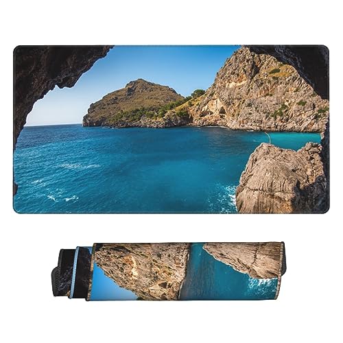 VACSAX Gaming Mauspad 75 x 40 cm Bogen in Mallorca Spanien Print Extended Big Mouse Pad Große Schreibtischunterlage Computertastatur Mauspad von VACSAX