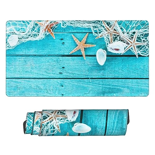 VACSAX Gaming Mauspad 75x40CM Beach Shell Sea Collection Vintage Boho Print Extended Big Mouse Pad Large Desk Pad Computer Tastatur Mauspad von VACSAX