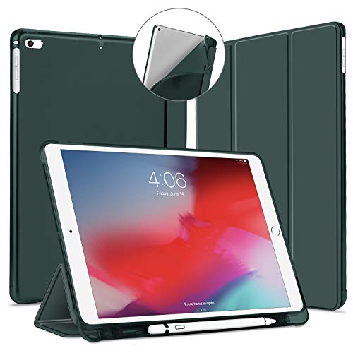 VAGHVEO Hülle für für iPad 2018 2017 9,7, iPad Air 1/2 9,7 Zoll mit Stifthalter, Leicht Schutzhülle [Auto Schlafen/Wecken] mit Weiche TPU Rückseite Abdeckung für iPad 6. / 5. Generation, Dunkel Grün von VAGHVEO