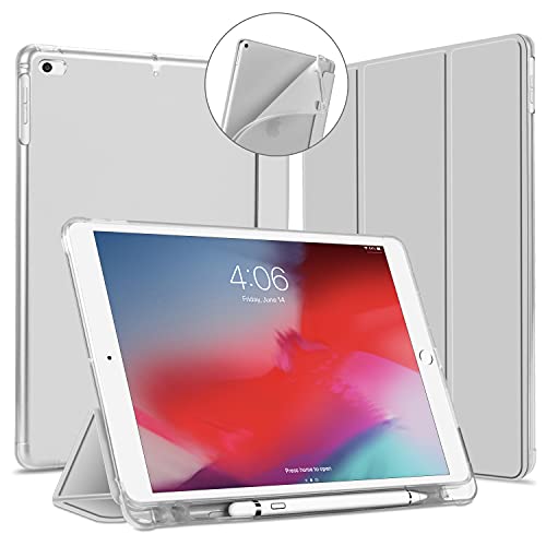 VAGHVEO Hülle für für iPad 2018 2017 9,7”, iPad Air 1/2 9,7 Zoll mit Stifthalter, Leicht Schutzhülle [Auto Schlafen/Wecken] mit Weiche TPU Rückseite Abdeckung für iPad 6. / 5. Generation, Grau von VAGHVEO