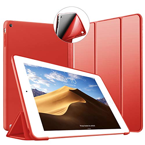 VAGHVEO Hülle für iPad 2/3 / 4 Dünne Leichtgewicht Ständer Schutzhülle [Auto Schlafen/Wecken] mit Flexibel Weicher TPU Rückseite Cover Leder Hüllen für Apple iPad 2 / iPad 3 / iPad 4 Retina, Rot von VAGHVEO