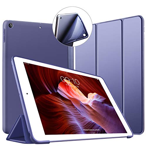 VAGHVEO Hülle für iPad 6. Generation 2018 9,7 Zoll/iPad 5. Gen 2017 9.7", Leichtgewicht Ständer Schutzhülle [Auto Schlafen/Wecken] mit Flexibel Weicher TPU Rückseite Cover Leder Hüllen, Marine Blau von VAGHVEO