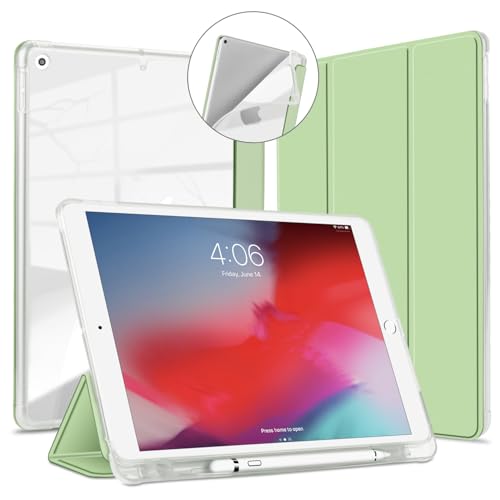VAGHVEO Hülle für iPad 9. Generation 10.2 2021/8. 2020/7. 10,2 Zoll 2019 mit Stifthalter, Flexible Schutz Schlanke Smart-Hüllen mit Mattierte Transparenter Weiche TPU-Rückseite Abdeckung, Hell Grün von VAGHVEO