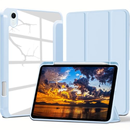 VAGHVEO Hülle für iPad A17 Pro 2024 Modell 7. Generation/iPad Mini 6. Gen 8,3 Zoll 2021 Modell mit Stifthalter, Leicht Ständer PU-Leder Case Cover Stoßfest Klare Rückseite Schutzhülle, Hell Blau VAGHVEO Hülle für iPad A17 Pro 2024 Modell 7. Generation/iPad Mini 6. Gen 8,3 Zoll 2021 Modell mit Stifthalter, Leicht Ständer PU-Leder Case Cover Stoßfest Klare Rückseite Schutzhülle, Hell Blau von VAGHVEO