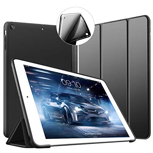 VAGHVEO Hülle für iPad Air 1 9,7 Zoll 2013 Dünne Ständer Smart Schutzhülle [Auto Schlafen/Wecken] mit Flexibel Weicher TPU Rückseite Cover Leder Hüllen für Apple iPad A1474/ A1475/ A1476, Schwarz von VAGHVEO