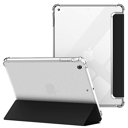 VAGHVEO Hülle für iPad Mini 1/2 / 3 7,9 Zoll, Flexibel Weiche Transparente TPU-Schutzhülle Stoßfeste Rückseite Cover, Dreifach Faltbarer Ständer Klare Hüllen Leder für Apple iPad Mini1 2 3, Schwarz von VAGHVEO