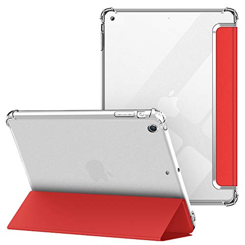 VAGHVEO Hülle für iPad Mini 1/2 / 3 7,9 Zoll, Flexibel Weiche Transparente TPU-Schutzhülle Stoßfeste Rückseite Cover, Dreifach Faltbarer Ständer Klare Hüllen Leder für Apple iPad Mini1 2 3, Rot von VAGHVEO