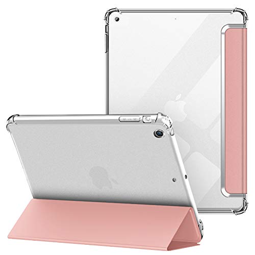 VAGHVEO Hülle für iPad Mini 1/2 / 3 7,9 Zoll, Flexibel Weiche Transparente TPU-Schutzhülle Stoßfeste Rückseite Cover, Dreifach Faltbarer Ständer Klare Hüllen für Apple iPad Mini1 2 3, Rosé Gold von VAGHVEO