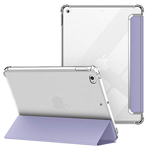 VAGHVEO Hülle für iPad Mini 4/5 7,9 Zoll, Flexibel Weiche Transparente TPU-Schutzhülle Stoßfeste Rückseite Cover, Dreifach Faltbarer Ständer Klare Hüllen Leder für Apple iPad Mini 4 5, Grau Violett von VAGHVEO