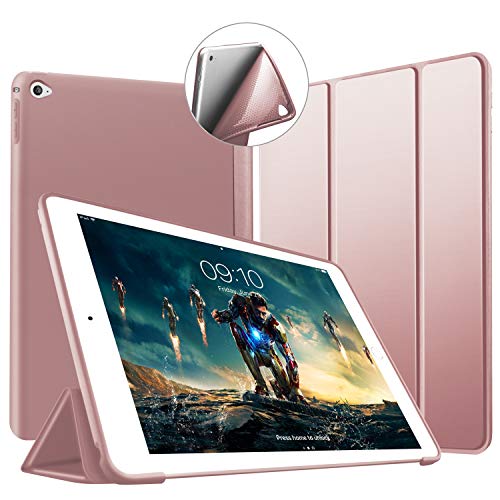 VAGHVEO Hülle für iPad Mini 4 7,9” Dünne Leichtgewicht Ständer Schutzhülle [Auto Schlafen/Wecken] mit Flexibel Weicher TPU Rückseite Cover Leder Hüllen für Apple iPad Mini 4 A1538 / A1550, Roségold von VAGHVEO